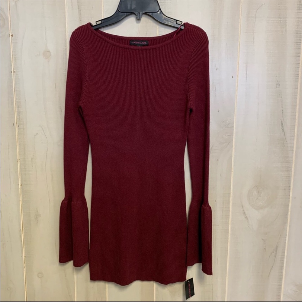 Material Girl Size Medium Red Huntington Ribbed Bodycon Dress